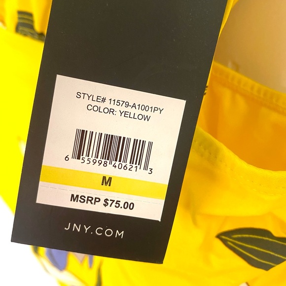 NWT Jones New York M Yellow One-Shouldered Swimsuit aside Cutout Floral Swim - Picture 5 of 9